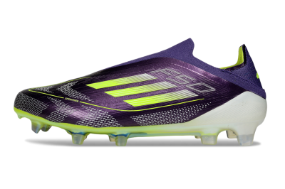 Men's Adidas F50+ Elite Laceless FG Football Boots - Purple/Yellow/White