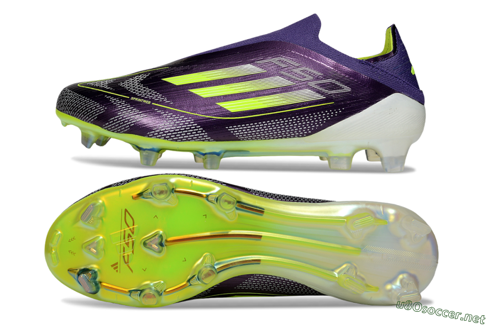 Men's Adidas F50+ Elite Laceless FG Football Boots - Purple/Yellow/White 1