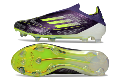 Men's Adidas F50+ Elite Laceless FG Football Boots - Purple/Yellow/White
