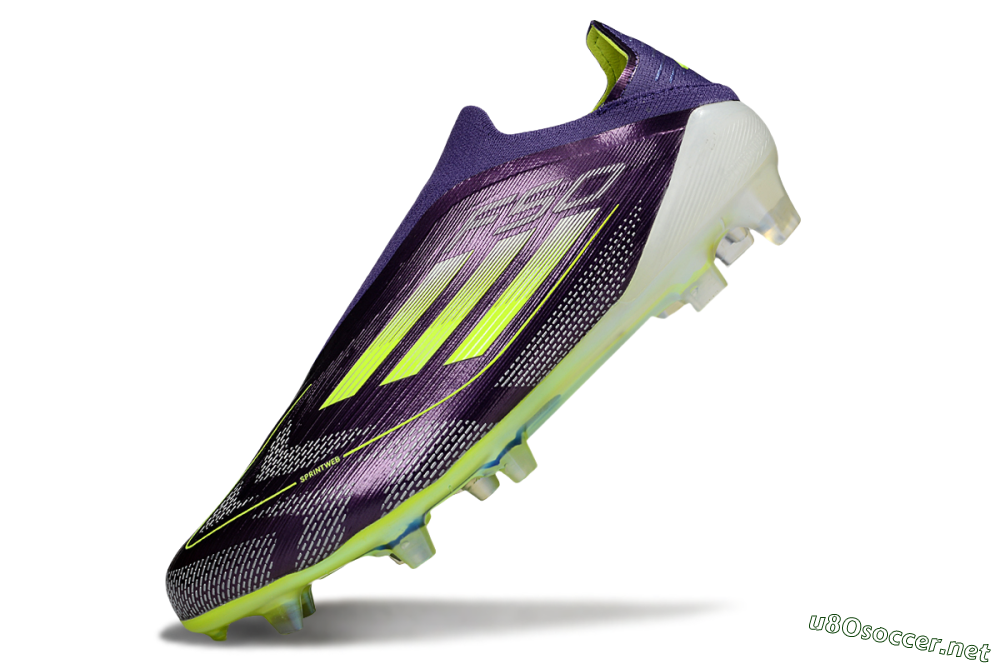 Men's Adidas F50+ Elite Laceless FG Football Boots - Purple/Yellow/White 5