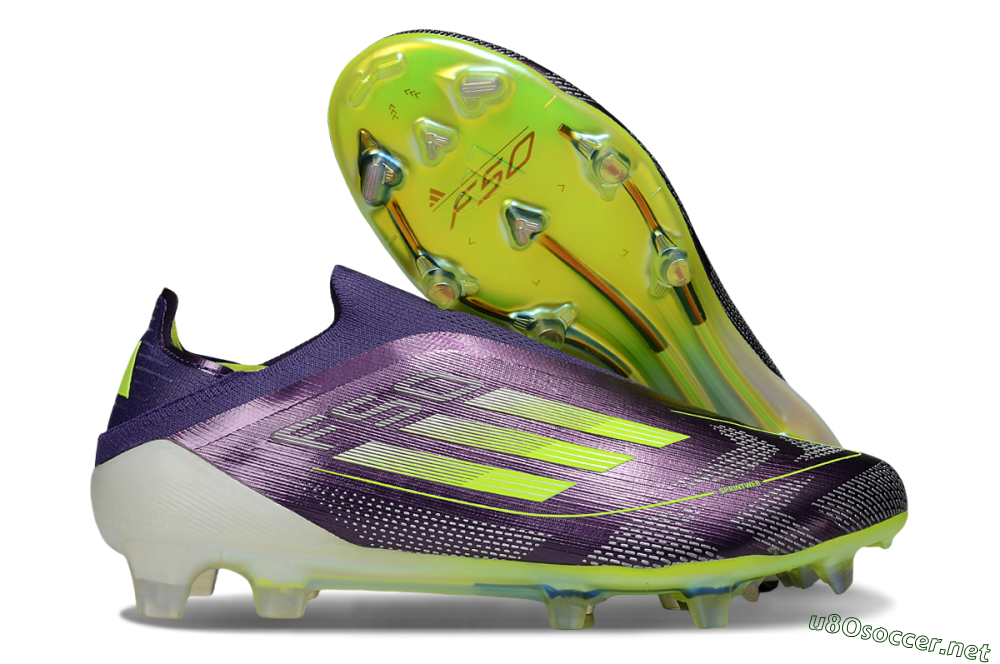 Men's Adidas F50+ Elite Laceless FG Football Boots - Purple/Yellow/White 2