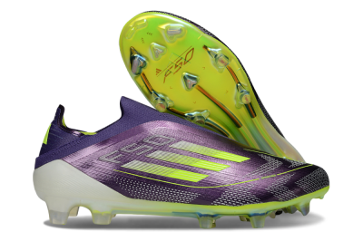 Men's Adidas F50+ Elite Laceless FG Football Boots - Purple/Yellow/White