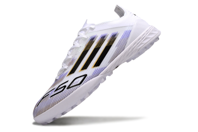 Men's Adidas F50 Elite TF Football Shoes - White/Blue/Black