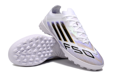 Men's Adidas F50 Elite TF Football Shoes - White/Blue/Black