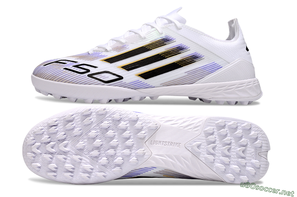 Men's Adidas F50 Elite TF Football Shoes - White/Blue/Black 1