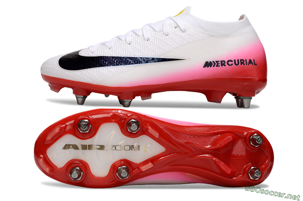 Men's Nike Air Zoom Mercurial Vapor 16 Elite SG Football Boots - White/Black/Red 1