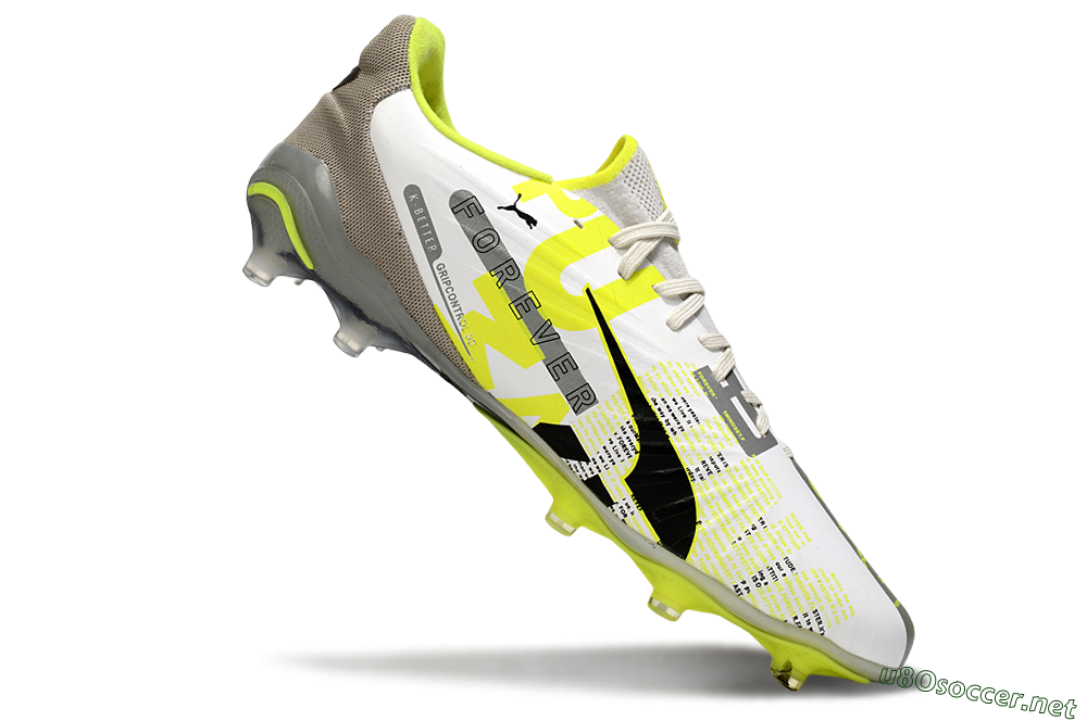 Men's Puma King Ultimate AG Football Boots - White/Silver/Yellow 4