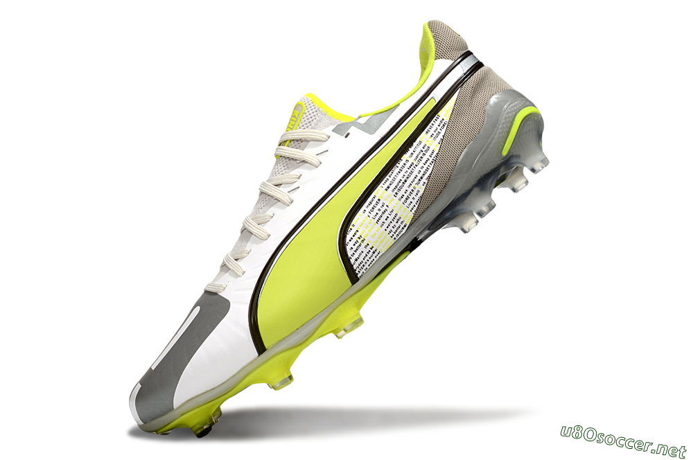 Men's Puma King Ultimate AG Football Boots - White/Silver/Yellow 5