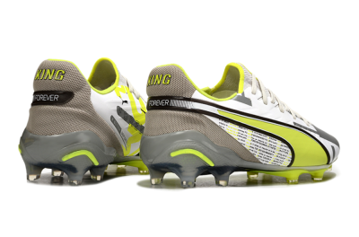 Men's Puma King Ultimate AG Football Boots - White/Silver/Yellow