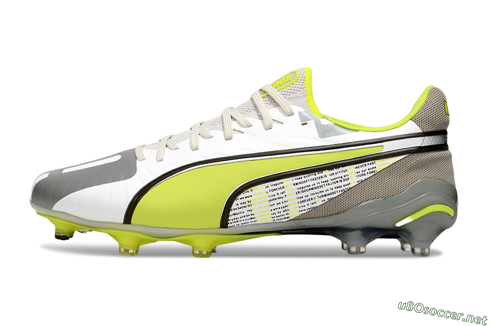 Men's Puma King Ultimate AG Football Boots - White/Silver/Yellow 0