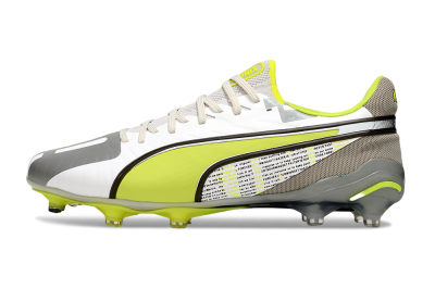 Men's Puma King Ultimate AG Football Boots - White/Silver/Yellow