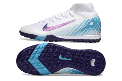 Unisex Nike Air Zoom Mercurial Superfly 10 Elite TF Football Shoes - White/Purple/Blue