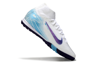 Unisex Nike Air Zoom Mercurial Superfly 10 Elite TF Football Shoes - White/Purple/Blue