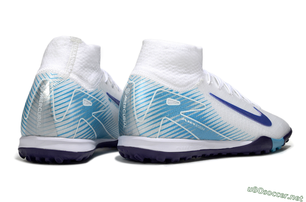 Unisex Nike Air Zoom Mercurial Superfly 10 Elite TF Football Shoes - White/Purple/Blue 6