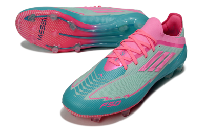 Men's Messi x Adidas F50 Elite FG Football Boots - Jade/Pink/Blue