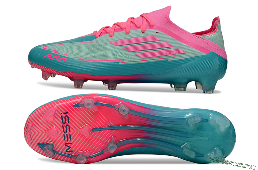 Men's Messi x Adidas F50 Elite FG Football Boots - Jade/Pink/Blue 1