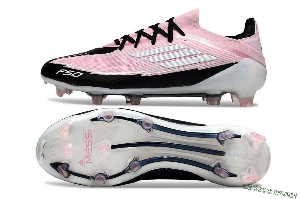 Men's Messi x Adidas F50 Elite FG Football Boots - Pink/Black/Whtie 1