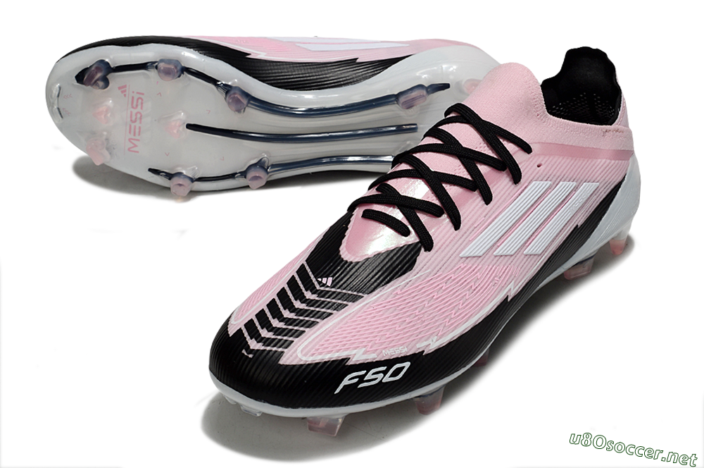 Men's Messi x Adidas F50 Elite FG Football Boots - Pink/Black/Whtie 3