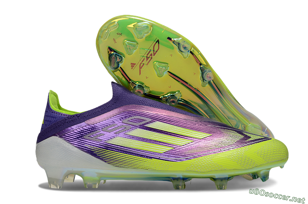 Men's Adidas F50 Elite Laceless FG Football Boots - Purple/Yellow/White 2