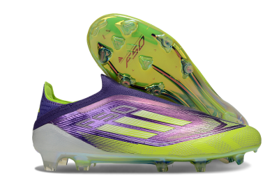 Men's Adidas F50 Elite Laceless FG Football Boots - Purple/Yellow/White