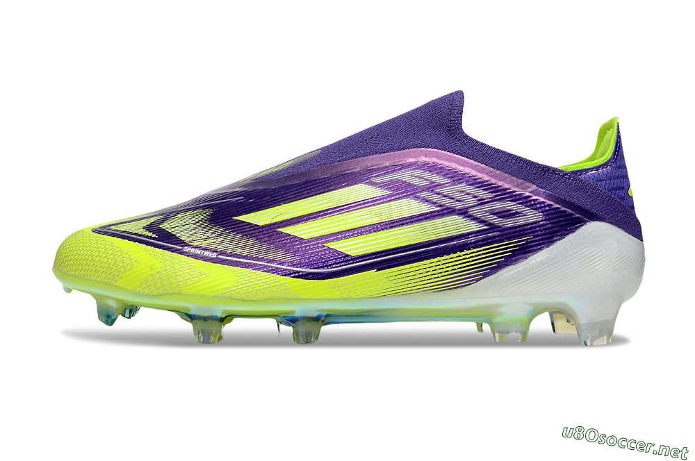 Men's Adidas F50 Elite Laceless FG Football Boots - Purple/Yellow/White 0