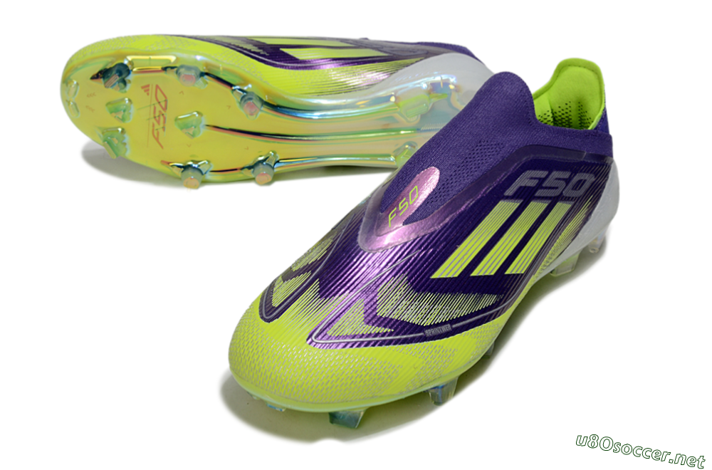 Men's Adidas F50 Elite Laceless FG Football Boots - Purple/Yellow/White 3