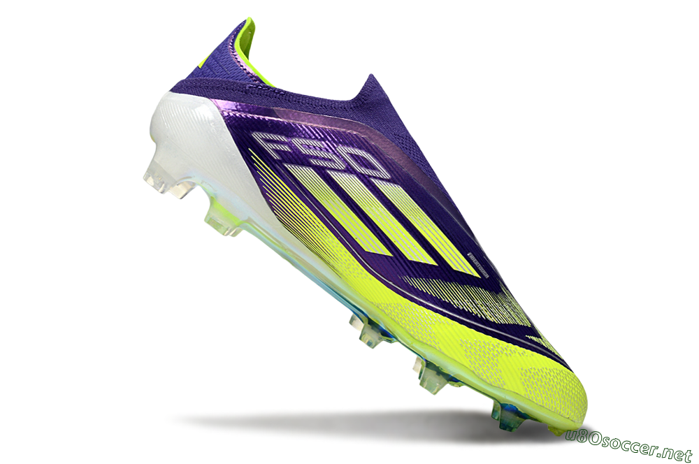 Men's Adidas F50 Elite Laceless FG Football Boots - Purple/Yellow/White 4