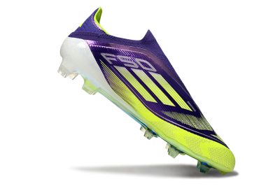 Men's Adidas F50 Elite Laceless FG Football Boots - Purple/Yellow/White
