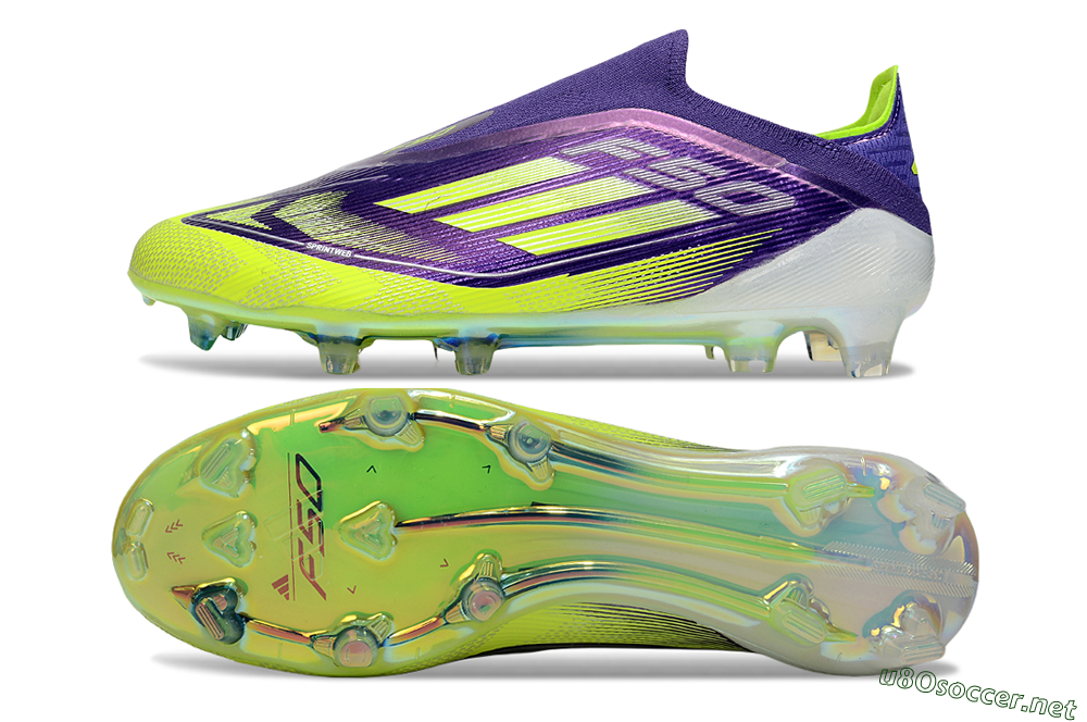 Men's Adidas F50 Elite Laceless FG Football Boots - Purple/Yellow/White 1