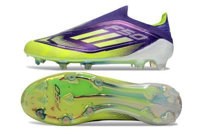 Men's Adidas F50 Elite Laceless FG Football Boots - Purple/Yellow/White
