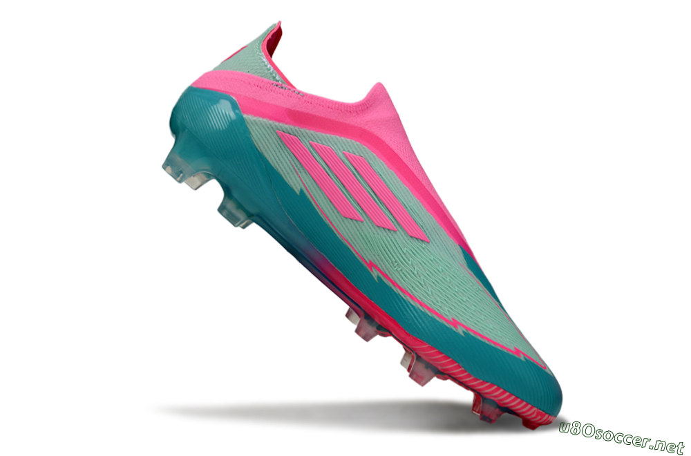 Men's Messi x Adidas F50 Elite Laceless FG Football Boots - Jade/Pink/Blue 4