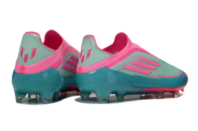 Men's Messi x Adidas F50 Elite Laceless FG Football Boots - Jade/Pink/Blue
