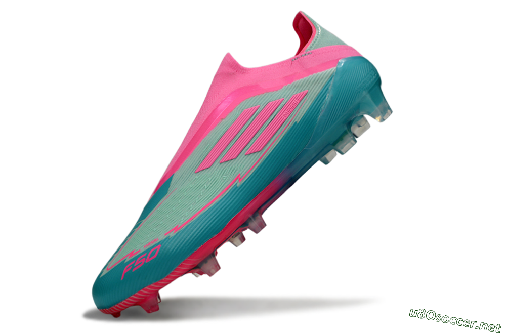 Men's Messi x Adidas F50 Elite Laceless FG Football Boots - Jade/Pink/Blue 5