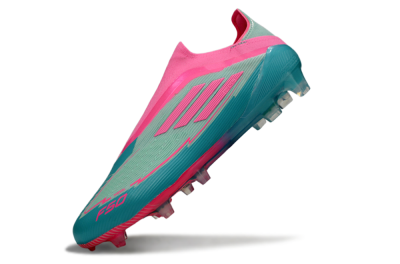 Men's Messi x Adidas F50 Elite Laceless FG Football Boots - Jade/Pink/Blue