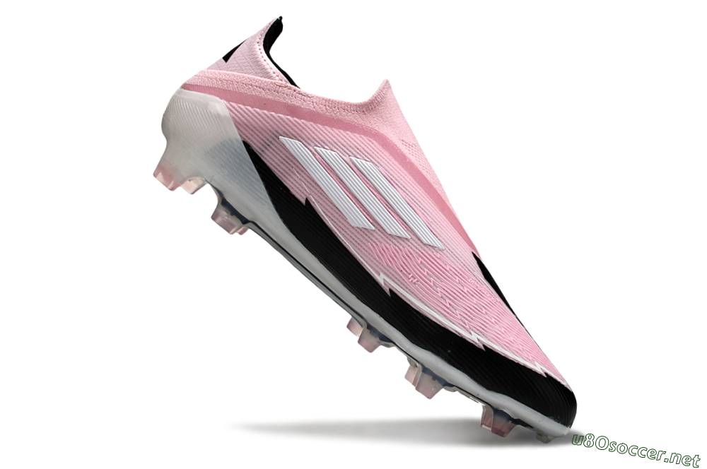 Men's Messi x Adidas F50 Elite Laceless FG Football Boots - Pink/Black/Whtie 4