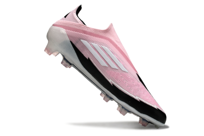 Men's Messi x Adidas F50 Elite Laceless FG Football Boots - Pink/Black/Whtie