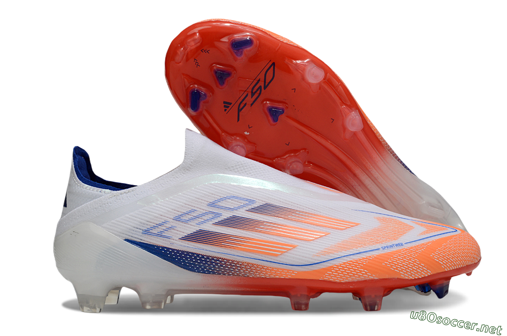 Men's Adidas F50 Elite Laceless FG Football Boots - White/Red/Blue 2
