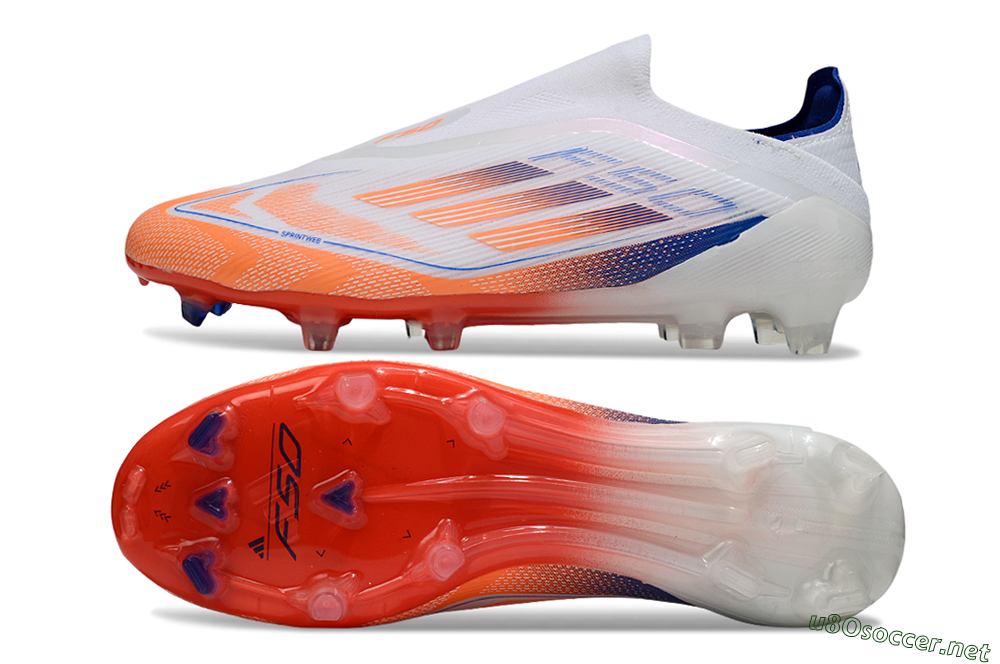 Men's Adidas F50 Elite Laceless FG Football Boots - White/Red/Blue 1
