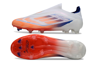 Men's Adidas F50 Elite Laceless FG Football Boots - White/Red/Blue