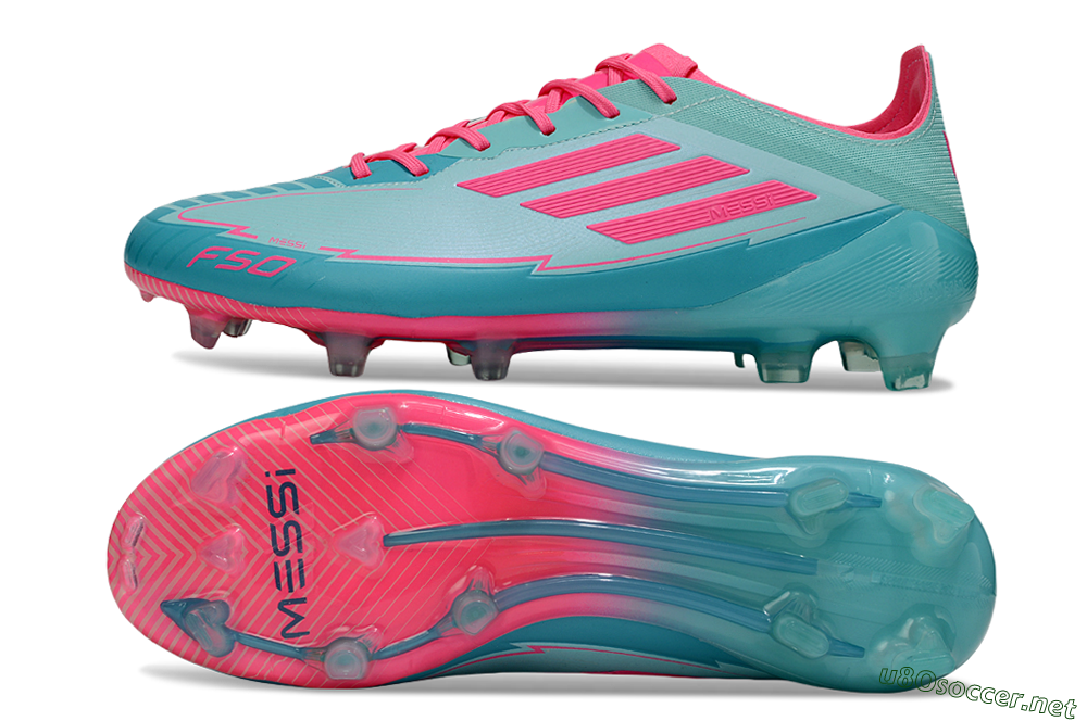Men's Messi x Adidas F50 Elite FG Football Boots - Jade/Pink/Blue 1