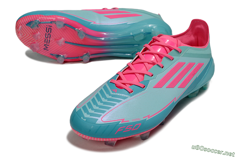 Men's Messi x Adidas F50 Elite FG Football Boots - Jade/Pink/Blue 3