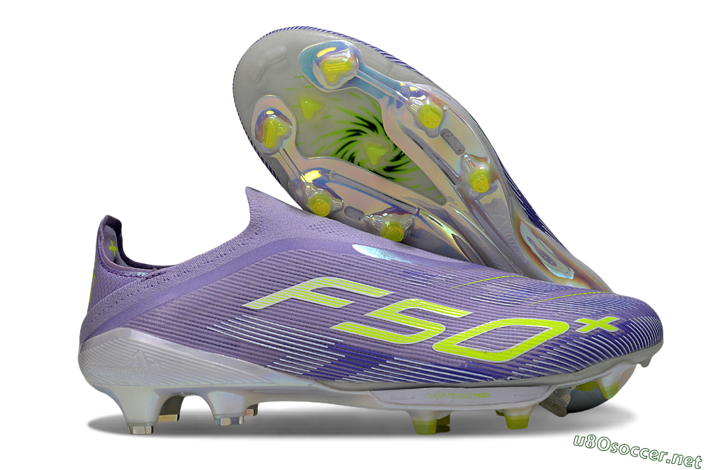 Men's Adidas F50+ Elite Lightstrike Laceless FG Football Boots - Purple/White/Yellow 2