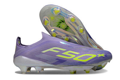 Men's Adidas F50+ Elite Lightstrike Laceless FG Football Boots - Purple/White/Yellow