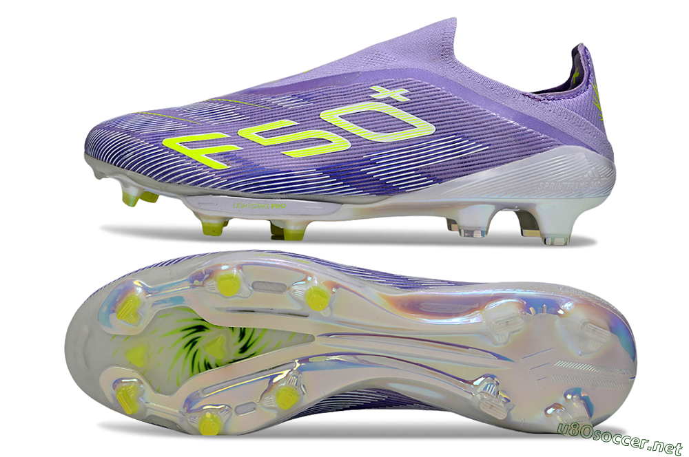 Men's Adidas F50+ Elite Lightstrike Laceless FG Football Boots - Purple/White/Yellow 1