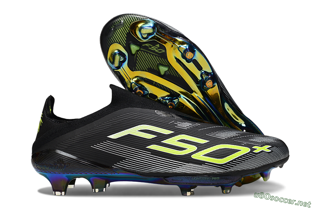 Men's Adidas F50+ Elite Lightstrike Laceless FG Football Boots - Black/White/Yellow 2
