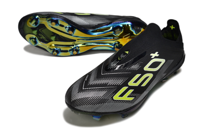 Men's Adidas F50+ Elite Lightstrike Laceless FG Football Boots - Black/White/Yellow