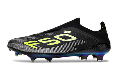 Men's Adidas F50+ Elite Lightstrike Laceless FG Football Boots - Black/White/Yellow