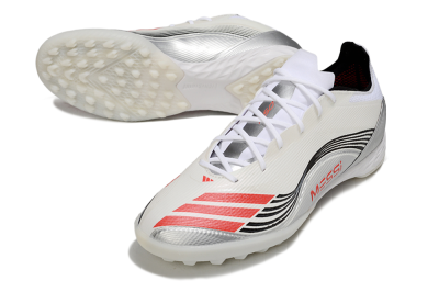 Unisex Messi x Adidas F50 Pro TF Football Shoes - Silver/Red/Black