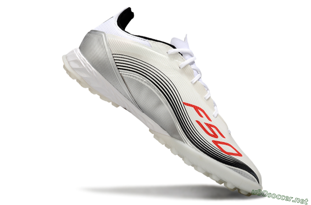 Unisex Messi x Adidas F50 Pro TF Football Shoes - Silver/Red/Black 4
