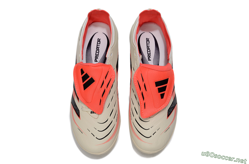 Unisex Adidas Predator Elite Foldover Tongue TF Football Shoes - Beige/Black/Red 4